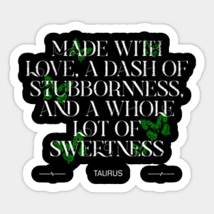 Taurus Coquette Butterfly Quote Zodiac Sign Astrology Birthday Sticker